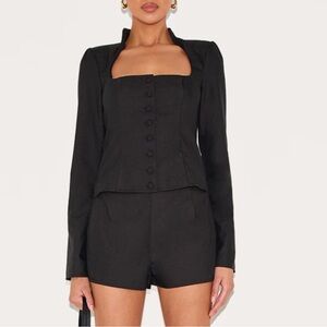 Scoop Neck Button Detail Romper*